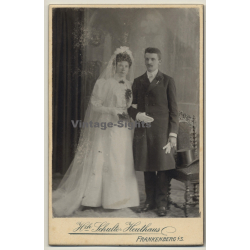 Schulte-Heuthaus / Frankenberg: Wedding Couple / Top Hat (Vintage Cabinet Card ~1910s/1920s)