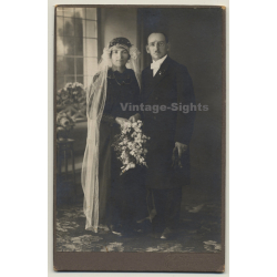 A.Missenharter / Radolfzell: Wedding Couple / Headdress (Vintage Cabinet Card...