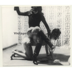 Mistress On Naked Slave Pony *3 / Boots - Face Mask - BDSM (Vintage Photo ~1960s)