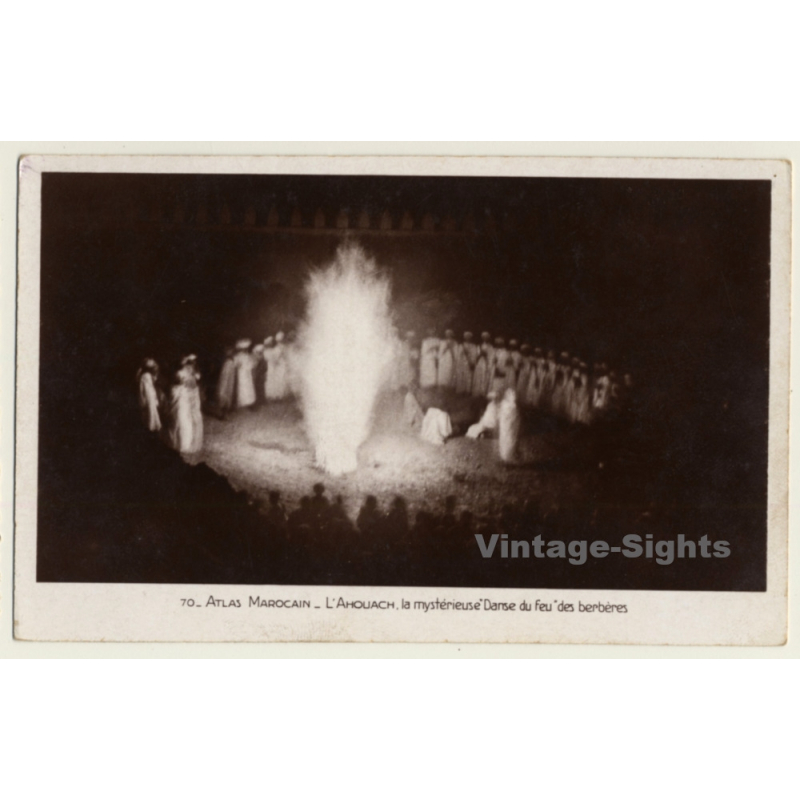 Morocco: L'Ahouach Mystérieuse Danse Du Feu Des Berbères (Vintage RPPC 1942) Morocco: L'Ahouach Mystérieuse Danse Du Feu Des Berbères (Vintage RPPC 1942)