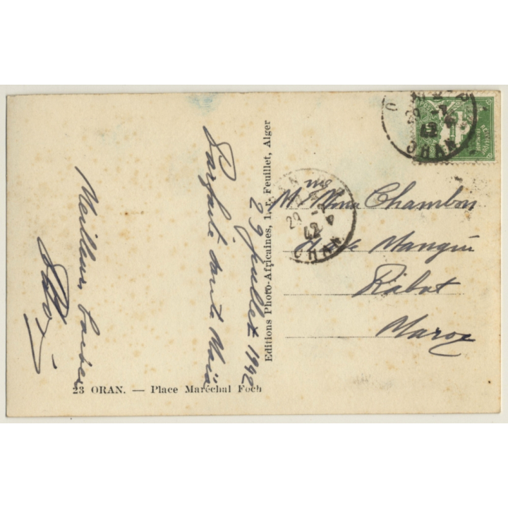Oran / Algeria: Place Maréchal Foch (Vintage RPPC 1942)