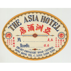 The Asia Hotel / Hong Kong (Vintage Luggage Label)