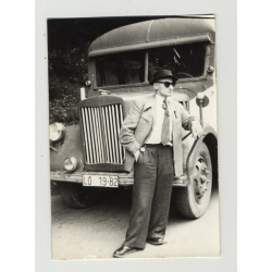 Smart Dressed Guy In Front Of Vintage Bus / Gay INT (Vintage Amateur Photo 1930s/1940s)