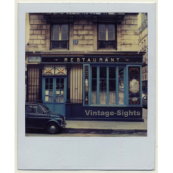 Photo Art: French Restaurant Facade / Fiat 500 (Vintage Polaroid SX-70 1980s)