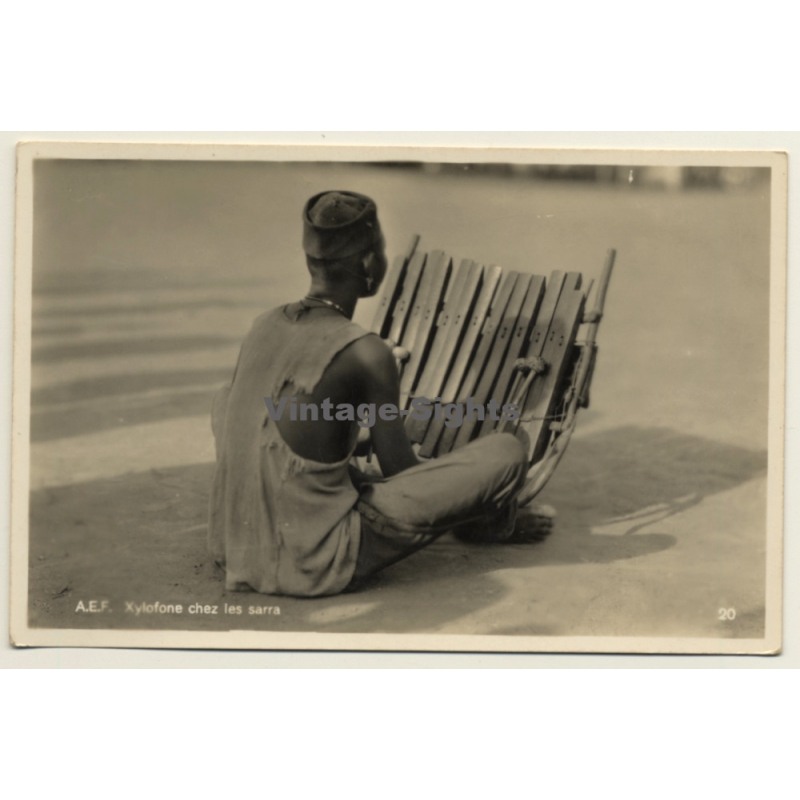 C.Zagourski / Chad: Xylofone Chez Les Sarra / L'Afrique Qui Disparait (Vintage RPPC ~1930s/1940s) C.Zagourski / Chad: Xylofone Chez Les Sarra / L'Afrique Qui Disparait (Vintage RPPC ~1930s/1940s)