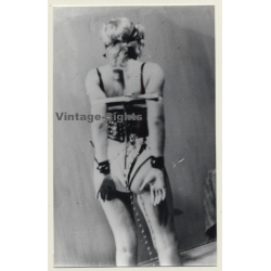 Rear View: Blonde Maid In Fetish Lingerie / Bondage - BDSM (2nd Gen. Photo GDR ~ 1960s)