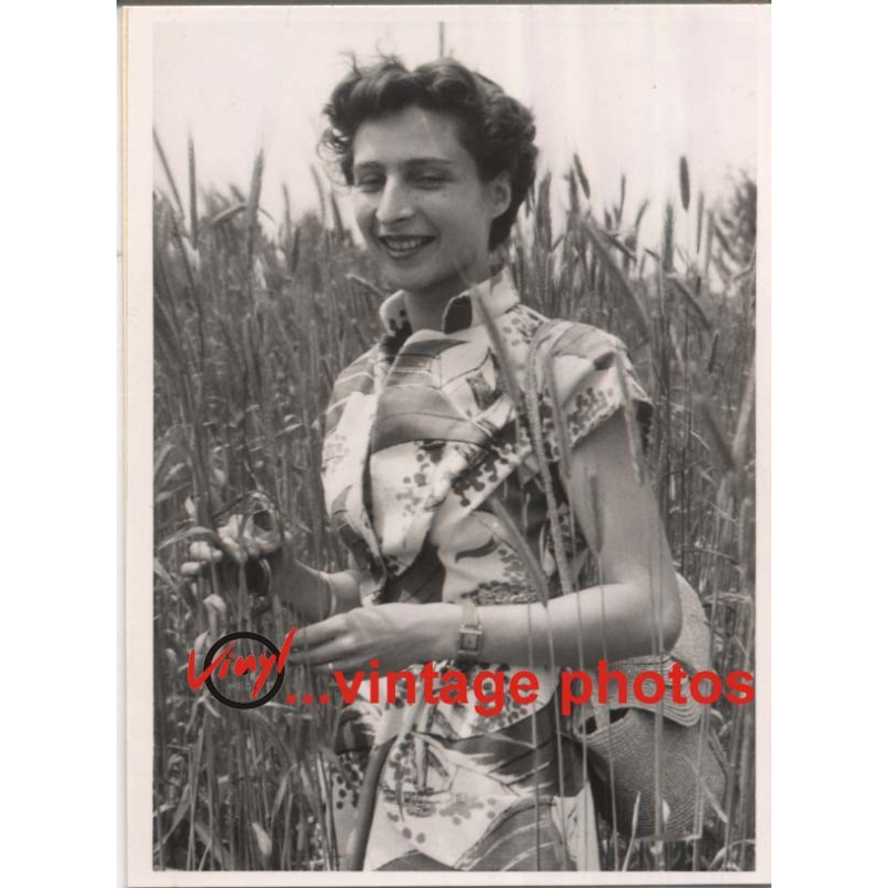 Young Woman In Cornfield (Real Photo: Germany 1950s)