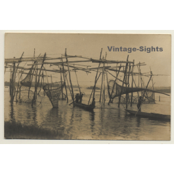 Stanley Falls /Congo: Enya - Bagenya Fishermen - Fish Traps (Vintage RPPC ~1900s/1910s)