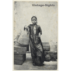 Egypt: Fille Fellahin / Traditional Costume - Water Jug - Ethnic (Vintage PC)