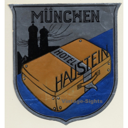 München - Munich / Germany: Hotel Haustein (Vintage Luggage Label)