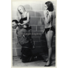 2 Mistresses Dominate Man On Knees / Bondage - Whip - BDSM (2nd Gen. Photo GDR ~1960s)