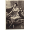 SOL Studio 3227: Sitting French Nude / Boob Flash - Boudoir (Vintage RPPC ~1910s/1920s)