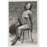 Graceful Pinup On 50s Chair / See-through Babydoll (Vintage Real Photo B/W ~1950s)