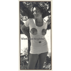 R.Folco: Snapshot Of Woman Flashing Boobs (Vintage Photo France 1980s)
