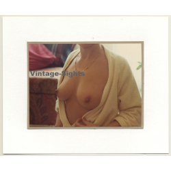 R.Folco: Nude Woman In Bathrobe Flashing Boobs (Vintage Photo France 1980s)
