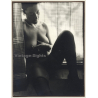 R.Folco: Natural Nude Woman On Window Ledge / Fishnets (Vintage Photo France 1980s)
