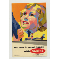 You Are In Good Hands With Sabena Belgian World Airlines (Vintage Airline Luggage Label)