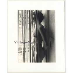 R.Folco: Natural Slim Nude Behind Strip Curtain (Vintage Photo France 1970s/1980s)