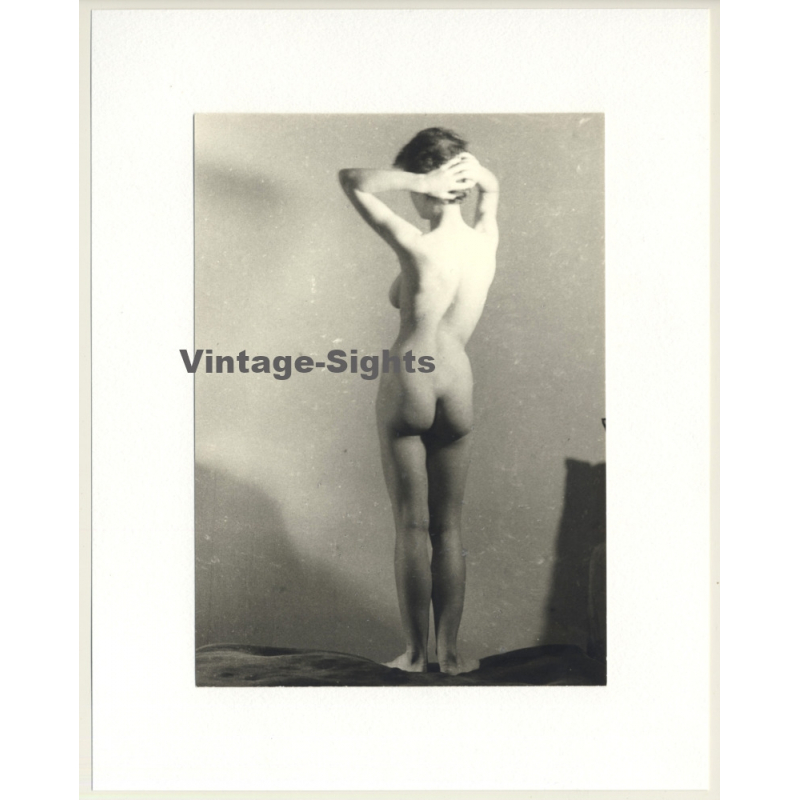 R.Folco: Rear View On Classic Natural Nude (Vintage Photo France 1960s)
