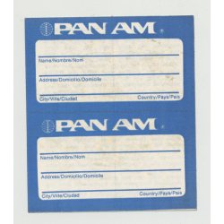 Pan Am - 2 Adress Stickers (Vintage Self Adhesive Airline Luggage Label 1977)