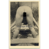Nude Woman Bends Over On Dingi / Butt (Vintage RPPC Germany ~1950s/1960s)