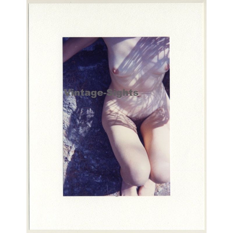 R.Folco: Nudy Study Of Slim Woman On Rocks (Vintage Photo France 1980s)