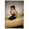 Busty Brunette Semi Nude Flashes Boob On Couch (Vintage Photo Germany ~1990s)