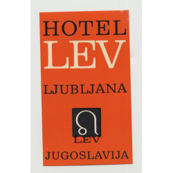 Hotel Lev - Ljubljana / Slovenia (Vintage Luggage Label) Former Yugoslavia
