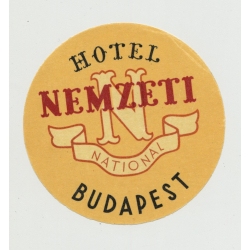National Hotel Nemzeti - Budapest / Hungary (Vintage Luggage Label)
