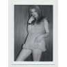 Shy Blonde Nude In Baby Doll / Cigarette - See-Through (Vintage Amateur Photo B/W)