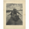 Pagayeurs Sur Le Fleuve À Lokandu (Grands Lacs) / Native Tribe Members (Vintage Print ~1930s)