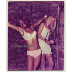 2 Slim Females Tied In Dungeon / Bondage - BDSM (Vintage Photo USA ~1970s)