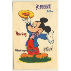 Walt Disney / Tobler: Mickey Mouse & Journal Stamp (Vintage French PC 1950s)