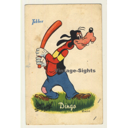 Walt Disney / Tobler: Goofy & Baseball Bat / Dingo (Vintage French PC 1950s)