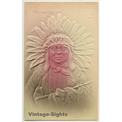 USA: Indian Chief / Embossed Portrait (Vintage Hand Colored PC...