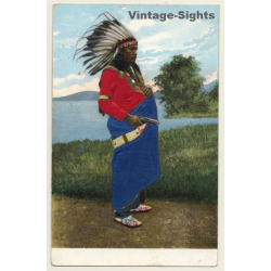 USA: Indian Chief & Gun (Vintage Embossed Gimmick IPC 1900s)