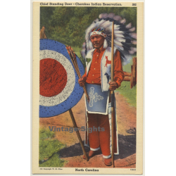 USA: Chief Standing Deer / Cherokee Indian Reservation (Vintage PC 1930s)