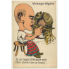 French Hairdresser Cartoon / Wig - Bold (Vintage PC 1910s/1920s)