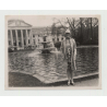 Elegant Dressed Woman In Front Of Kurhaus Wiesbaden 1928 (Vintage Amateur Photo B/W)