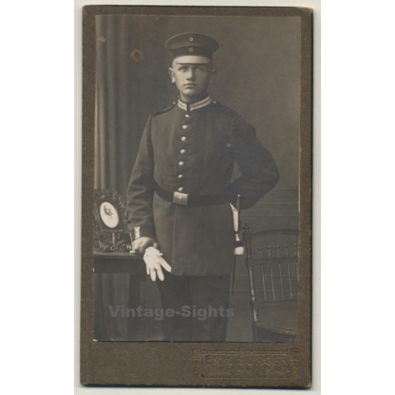 Emil Burger / Ulm: Young Soldier In Uniform (Vintage CDV / Carte De Visite ~1900s)