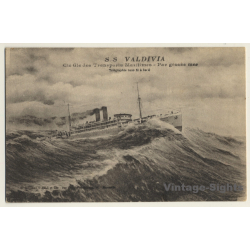 S.S. Valdivia In Storm / Steamer (Vintage PC)