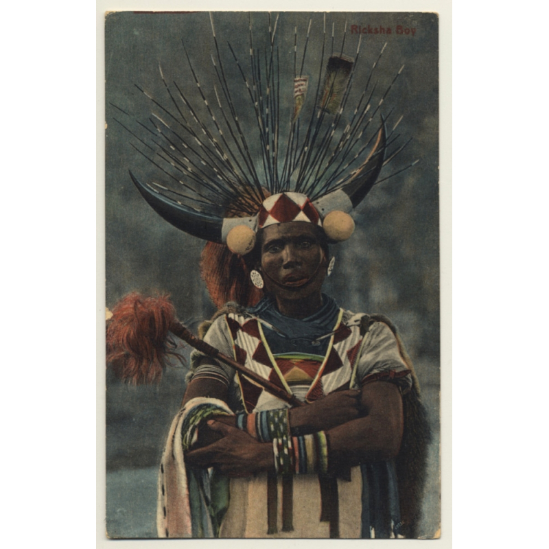 Durban / South Africa: Rickshaw Boy - Ricksha / Wild Costume - Ethnic (Vintage PC ~1920s) Durban / South Africa: Rickshaw Boy - Ricksha / Wild Costume - Ethnic (Vintage PC ~1920s)