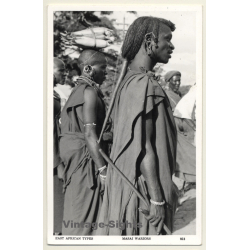East African Types: Maasai Warriors / Tribal - Ethnic (Vintage RPPC ~1950s)