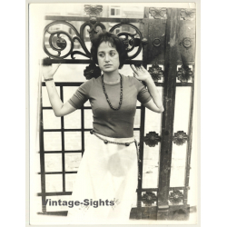 Jerri Bram (1942): Woman Holds On To Iron Gate / Eyes - Necklace (Vintage Photo ~1970s)