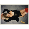 Slim Blonde Semi Nude Lying On Floor / Boobs Flash (Vintage Photo Germany ~1990s)