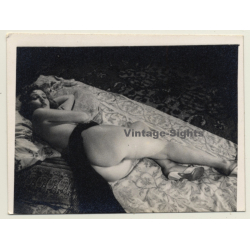 Elegant Brunette Nude With Black Cloth*8 / Risqué (Vintage Photo ~1940s/1950s)