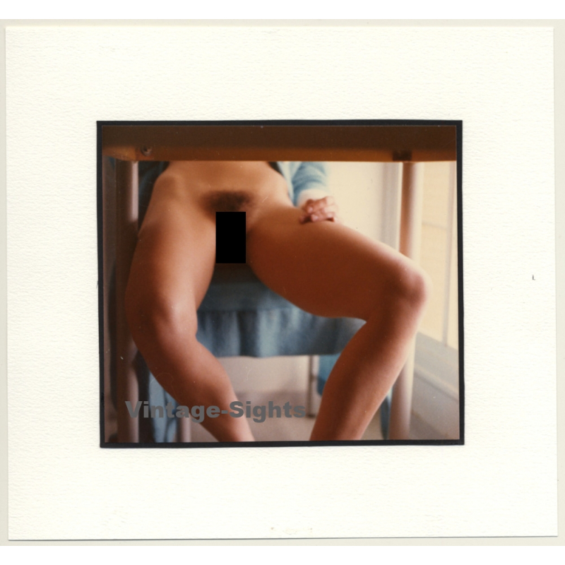 R.Folco: Leg Study Of Nude Female Sitting At Table (Vintage Photo France 1980s)