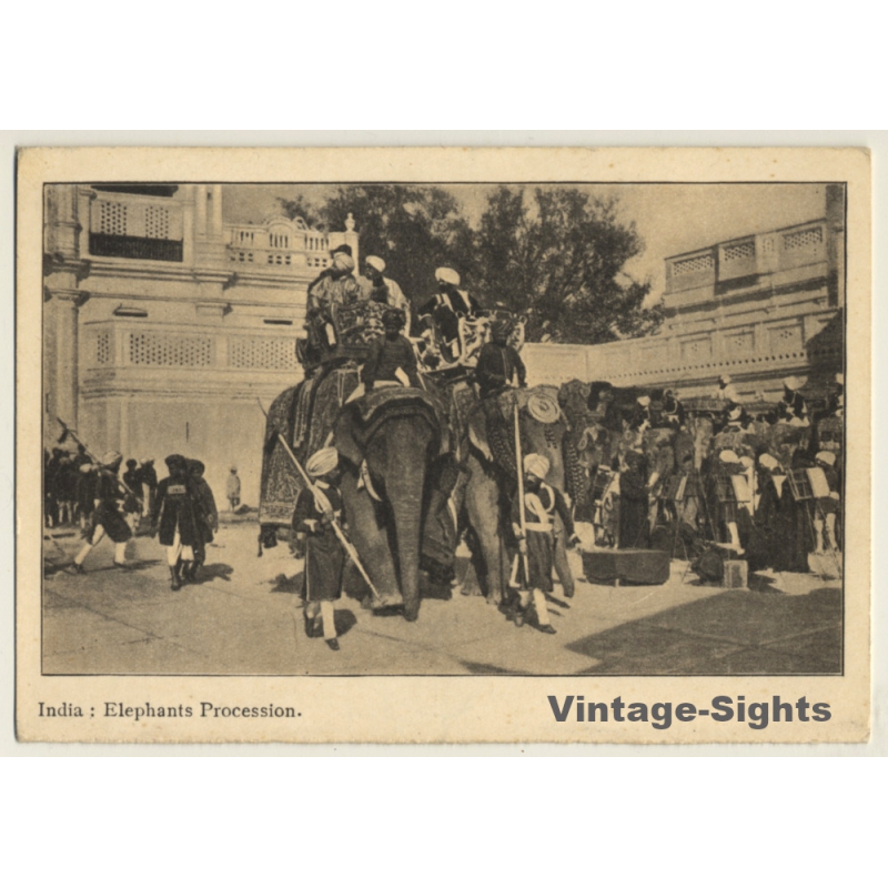 India: Elephants Procession (Vintage PC Red Star Line 1926) India: Elephants Procession (Vintage PC Red Star Line 1926)