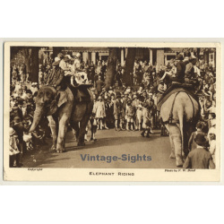 Elephant Riding - London Zoo / W.Bond  (Vintage PC)
