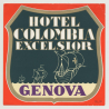 Hotel Colombia Excelsior - Genova / Italy (Vintage Luggage Label)